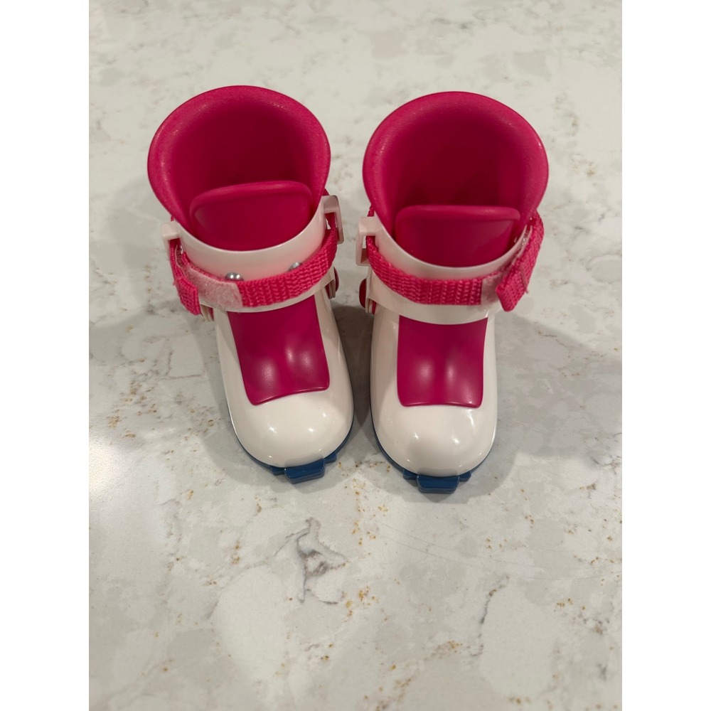 American Girl Doll Pink White Ski Boots Winter Sports Accessories 18‎ Inch Dolls
